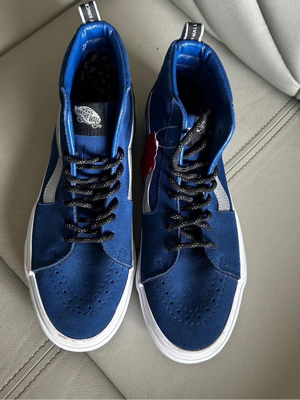 🦋VANS Size 8 Sk8-Hi OTW Webbing sneakers in blue with a reflective Sidestripe